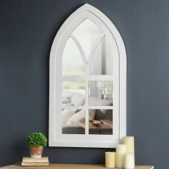 Top 10 😍 Glitzhome® 40" White Wooden Cathedral Windowpane Wall Mirror 🛒 -Glitzhome Sales D299671S 3