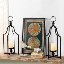 Best Pirce 😉 22" Modern Farmhouse Black Metal Candle Lantern Set by Glitzhome 🔥 -Glitzhome Sales D299672S 3
