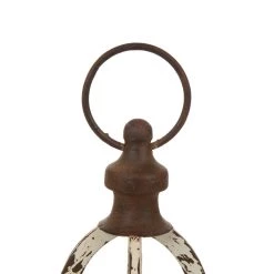 Discount 🌟 16.5" Modern Farmhouse White & Brown Metal Candle Lantern Set by Glitzhome ❤️ -Glitzhome Sales D299677S 3