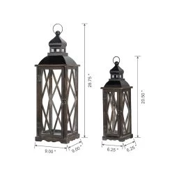 Best Pirce 🎉 Modern Farmhouse Wooden Lantern Set, 28.5" & 20.5" by Glitzhome 🎁 -Glitzhome Sales D299680S 8
