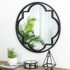 Best reviews of 😀 Glitzhome® 23" Black Metal Glass Round Wall Mirror 🔔 -Glitzhome Sales D299683S 3