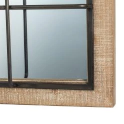 Hot Sale ✔️ Glitzhome® 31.5" Farmhouse Wooden & Metal Windowpane Rectangular Wall Mirror 🎉 -Glitzhome Sales D299689S 4