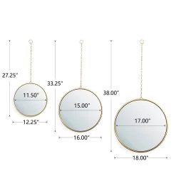 New 🌟 Glitzhome® Regency Modern Gold Metal Chains Hanging Mirrors, 3ct. 🤩 -Glitzhome Sales D299691S 5