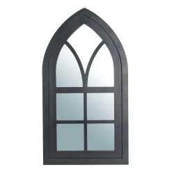 Flash Sale 🧨 Glitzhome® 40" Black Wooden Cathedral Windowpane Wall Mirror 😉