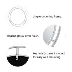 Promo 🥰 Glitzhome® 28" Glam Silver Round Wall Mirror ⌛ -Glitzhome Sales D299701S 3
