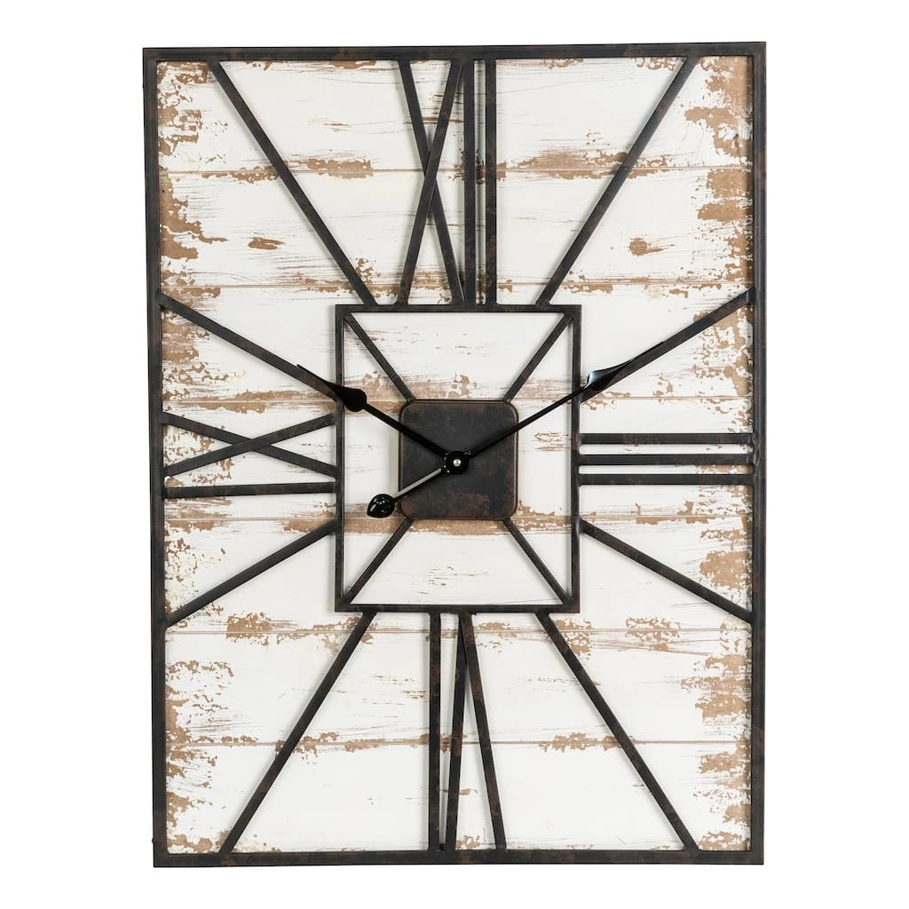 New π Glitzhome® 31.5" Oversized Farmhouse Wooden & Metal Rectangle Wall Clock π€© 3 New π Glitzhome® 31.5" Oversized Farmhouse Wooden & Metal Rectangle Wall Clock π€©