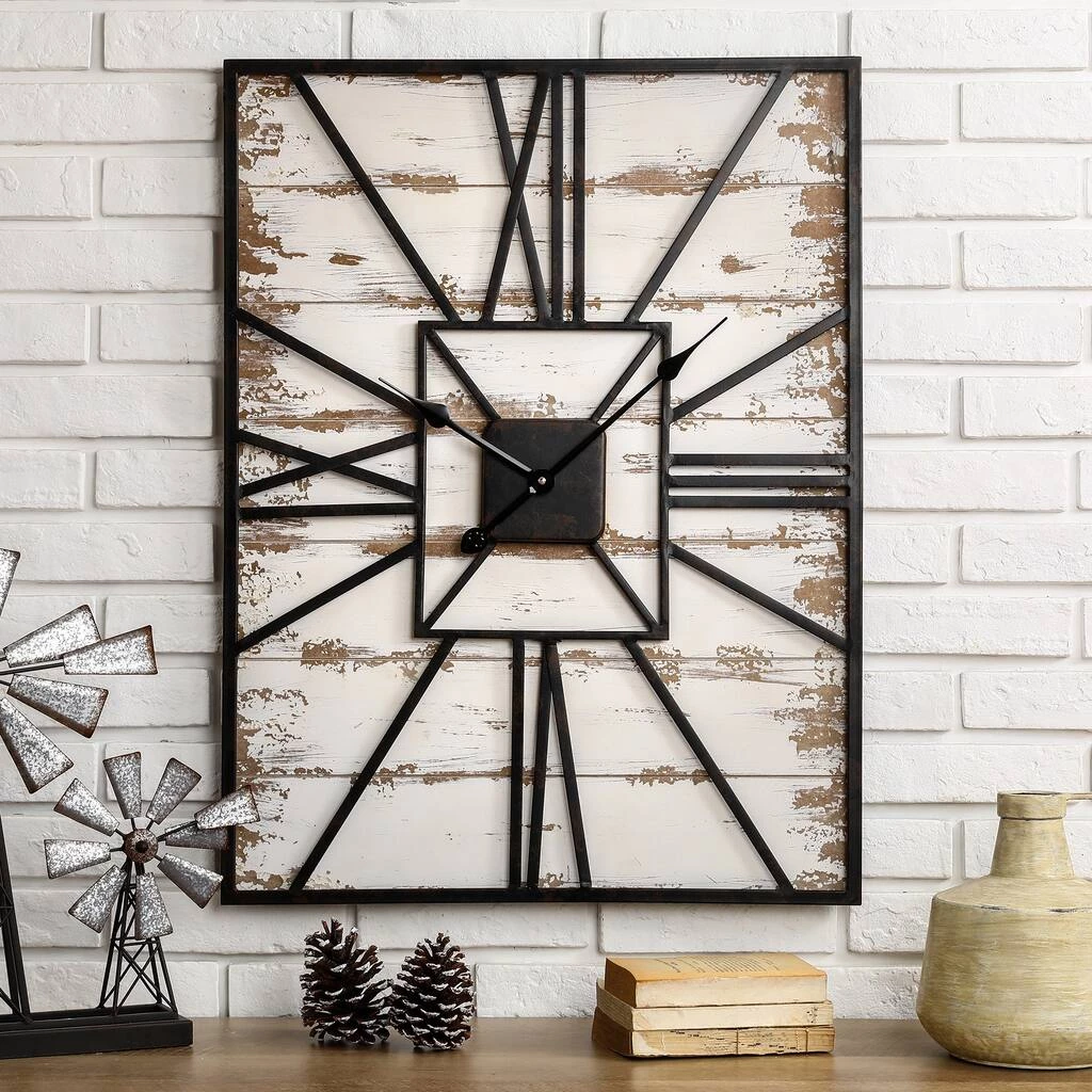 New π Glitzhome® 31.5" Oversized Farmhouse Wooden & Metal Rectangle Wall Clock π€© 4 New π Glitzhome® 31.5" Oversized Farmhouse Wooden & Metal Rectangle Wall Clock π€© - Image 2