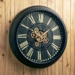 Top 10 🔥 Glitzhome® 27.5" Oversized Vintage Round Black Gear Clock 😀 -Glitzhome Sales D299716S 12