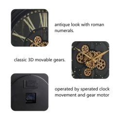 Top 10 🔥 Glitzhome® 27.5" Oversized Vintage Round Black Gear Clock 😀 -Glitzhome Sales D299716S 14