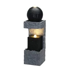 Cheap 😍 Glitzhome® 3ft. Modern Black and Grey Contrast Geometric Outdoor LED Fountain 🔥