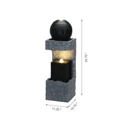 Cheap 😍 Glitzhome® 3ft. Modern Black and Grey Contrast Geometric Outdoor LED Fountain 🔥 -Glitzhome Sales D303610S 8