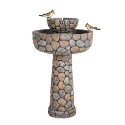 Cheapest ⭐ Glitzhome® 2ft. 2-Tier Stone-Like Outdoor Birdbath Fountain 👍