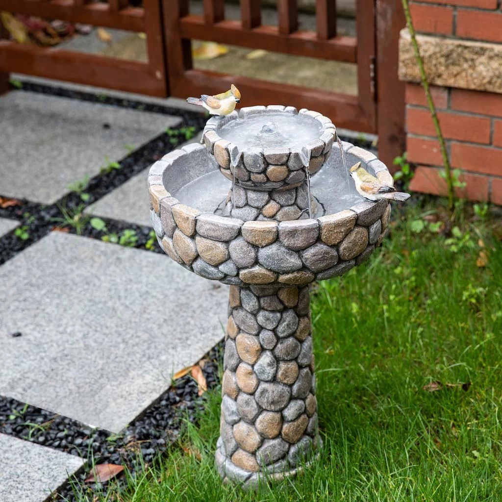 Cheapest β Glitzhome® 2ft. 2-Tier Stone-Like Outdoor Birdbath Fountain π 4 Cheapest β Glitzhome® 2ft. 2-Tier Stone-Like Outdoor Birdbath Fountain π - Image 2
