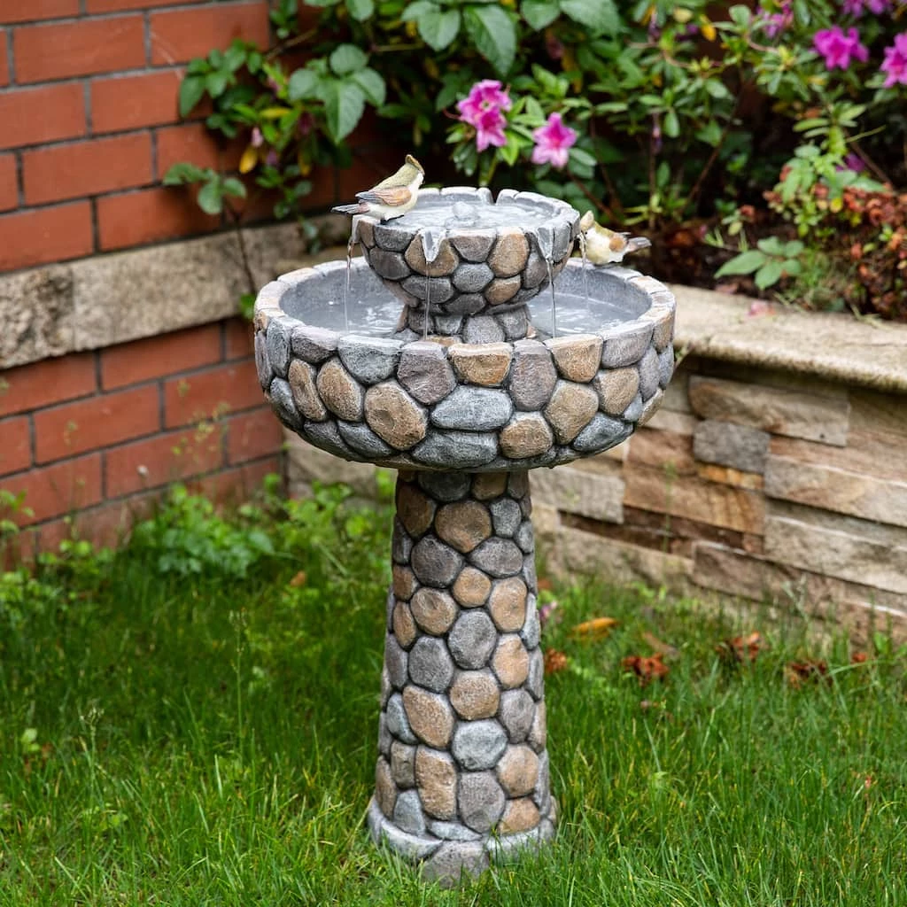 Cheapest β Glitzhome® 2ft. 2-Tier Stone-Like Outdoor Birdbath Fountain π 5 Cheapest β Glitzhome® 2ft. 2-Tier Stone-Like Outdoor Birdbath Fountain π - Image 3