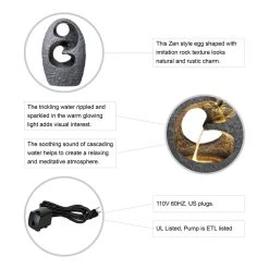 Top 10 🤩 Glitzhome® 2.5ft. Rock Textured Polyresin Outdoor LED Fountain 🛒 -Glitzhome Sales D303615S 4