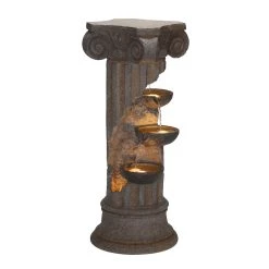 Best Pirce 🔥 Glitzhome® 3ft. European Style Faux Stone Sculpture 3-Tier Outdoor LED Fountain 👍
