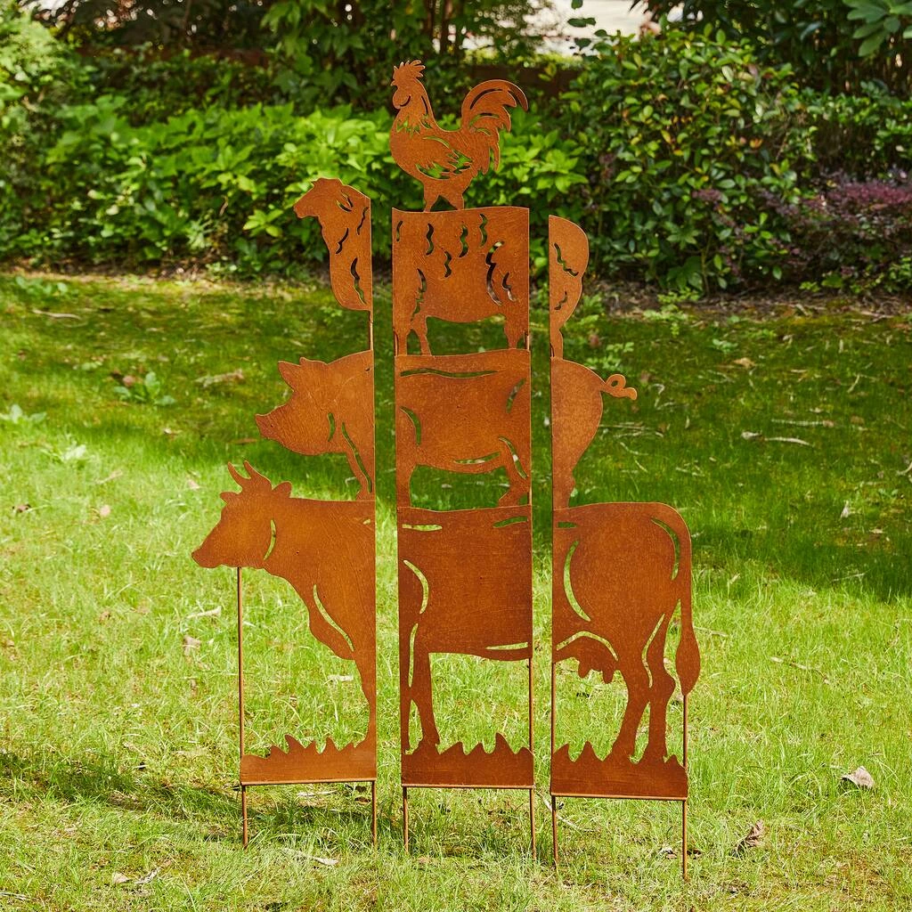 Buy ✔️ Glitzhome® 4ft. Farmhouse 3 Piece Metal Rustic Animals Silhouette Yard Stake ⌛ 4 Buy ✔️ Glitzhome® 4ft. Farmhouse 3 Piece Metal Rustic Animals Silhouette Yard Stake ⌛ - Image 2