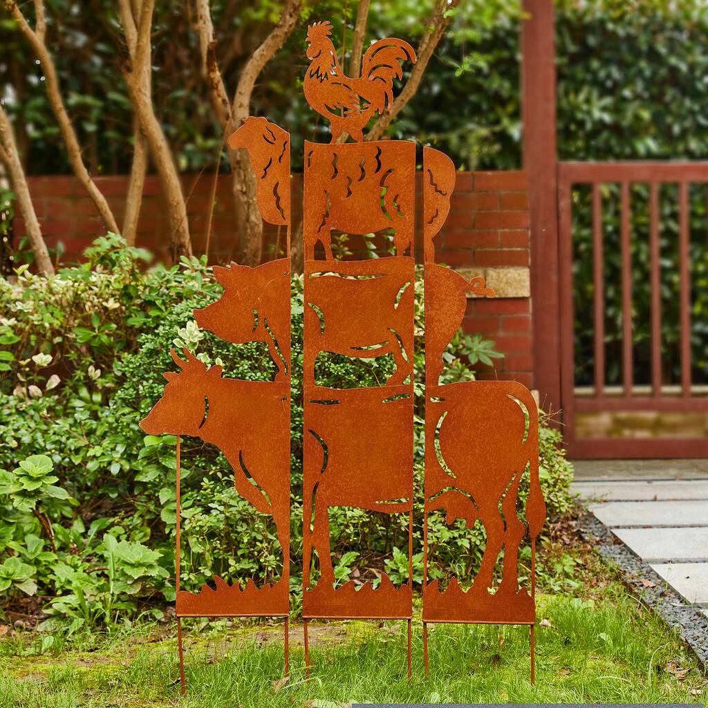 Buy ✔️ Glitzhome® 4ft. Farmhouse 3 Piece Metal Rustic Animals Silhouette Yard Stake ⌛ 5 Buy ✔️ Glitzhome® 4ft. Farmhouse 3 Piece Metal Rustic Animals Silhouette Yard Stake ⌛ - Image 3