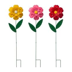 Cheap 🛒 Glitzhome® 3.5ft Assorted Multi-Functional Metal Dimensional Flower Yard Stake, 3ct. 👏