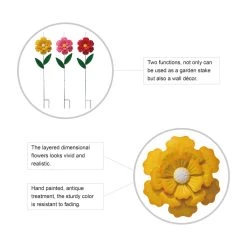 Cheap 🛒 Glitzhome® 3.5ft Assorted Multi-Functional Metal Dimensional Flower Yard Stake, 3ct. 👏 -Glitzhome Sales D303632S 3