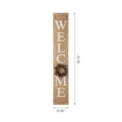 Discount 🛒 Glitzhome 60"H Wooden Brown "WELCOME" Porch Sign with 4 Changable Wreaths 🤩 -Glitzhome Sales D303638S 8