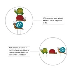 Best Pirce 🧨 Glitzhome® 4ft. Multi-Functional 3 Piece Metal Tortoise Ladybug Snail Yard Stake 🔔 -Glitzhome Sales D303649S 4