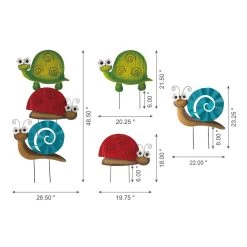 Best Pirce 🧨 Glitzhome® 4ft. Multi-Functional 3 Piece Metal Tortoise Ladybug Snail Yard Stake 🔔 -Glitzhome Sales D303649S 8