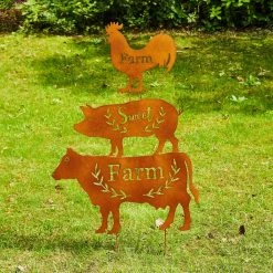 Best deal 🔥 Glitzhome® 4ft. Multi-Functional Farmhouse Rustic Animals Silhouette Yard Stakes, 3ct. 👏 -Glitzhome Sales D303650S 4