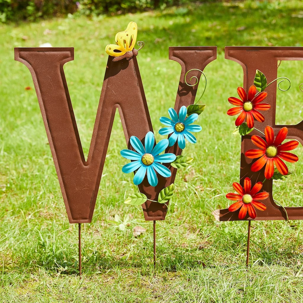 Promo π Glitzhome® 2ft. Multi-Functional Metal WELCOME Yard Stakes, 7ct. π 5 Promo π Glitzhome® 2ft. Multi-Functional Metal WELCOME Yard Stakes, 7ct. π - Image 3