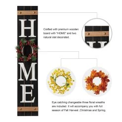 New π Glitzhome 42"H Wooden Black "HOME" Porch Sign with 3 Changable Wreaths π₯ 13 New π Glitzhome 42"H Wooden Black "HOME" Porch Sign with 3 Changable Wreaths π₯ -Glitzhome Sales D303657S 4
