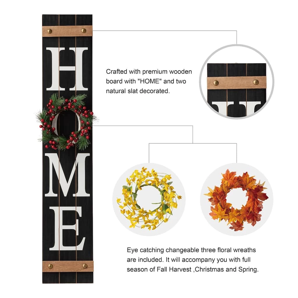 New π Glitzhome 42"H Wooden Black "HOME" Porch Sign with 3 Changable Wreaths π₯ 6 New π Glitzhome 42"H Wooden Black "HOME" Porch Sign with 3 Changable Wreaths π₯ - Image 4