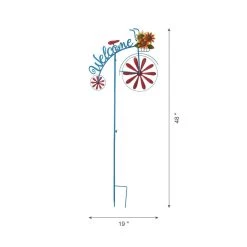 Flash Sale 🎉 Glitzhome® 4ft. Metal Bicycle Wind Spinner Welcome Yard Stake ✔️ -Glitzhome Sales D303664S 8