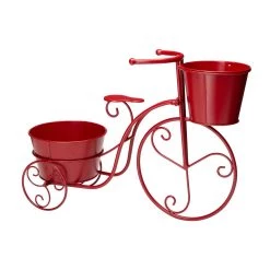 Deals 🥰 Glitzhome® 21.5'' Red Metal Bicycle Plant Stand ⭐ -Glitzhome Sales D303671S 5