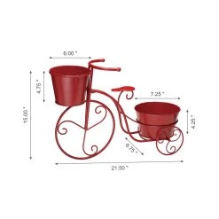 Deals 🥰 Glitzhome® 21.5'' Red Metal Bicycle Plant Stand ⭐ -Glitzhome Sales D303671S 6