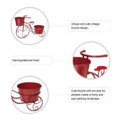 Deals 🥰 Glitzhome® 21.5'' Red Metal Bicycle Plant Stand ⭐ -Glitzhome Sales D303671S 7