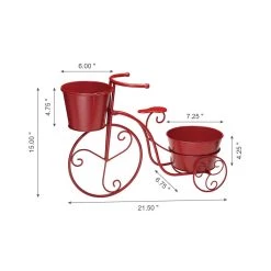 Deals 🥰 Glitzhome® 21.5'' Red Metal Bicycle Plant Stand ⭐ -Glitzhome Sales D303671S 8