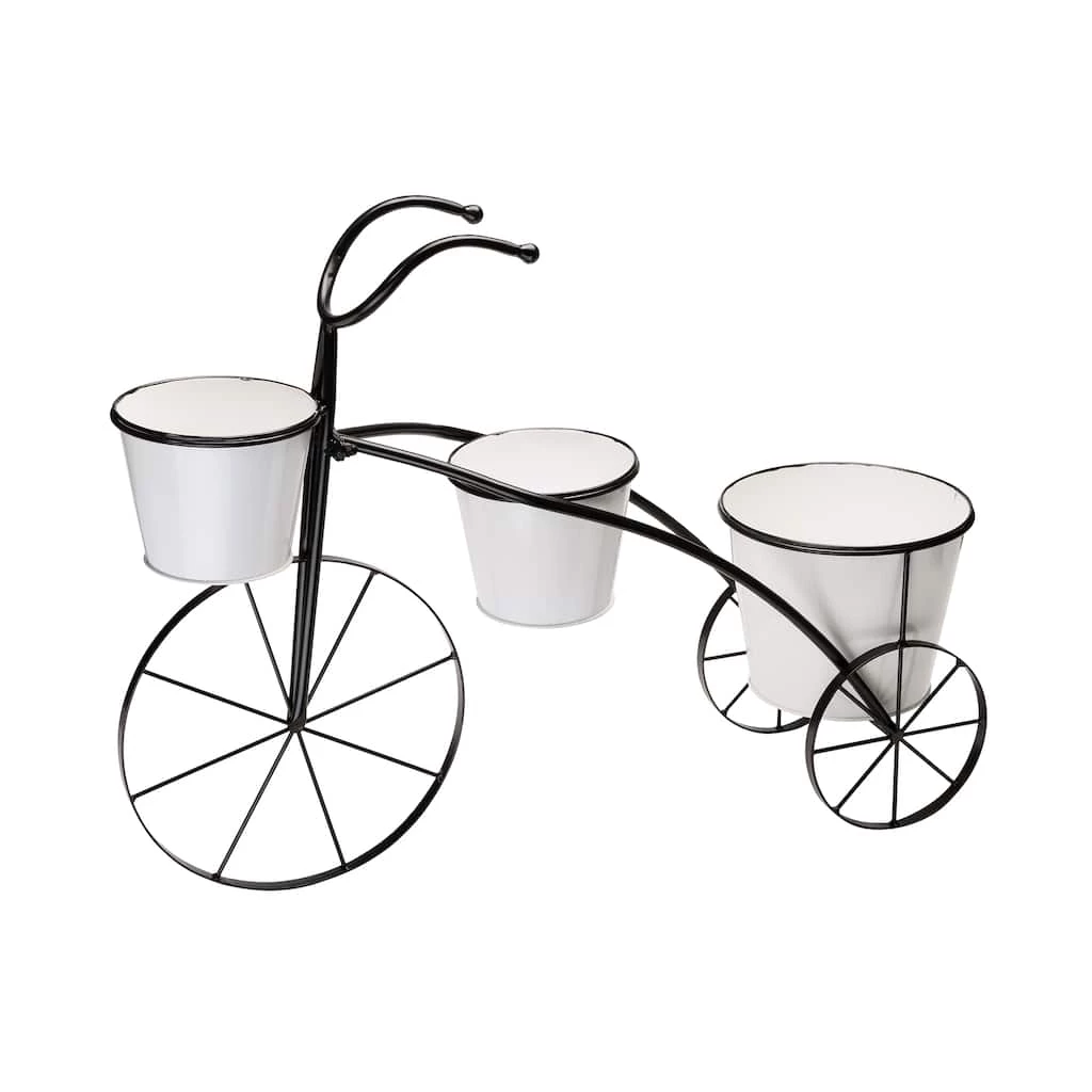 Best Pirce 𧨠Glitzhome® 2.5ft. White & Black Metal Bicycle Plant Stand 𧨠3 Best Pirce 𧨠Glitzhome® 2.5ft. White & Black Metal Bicycle Plant Stand π§¨