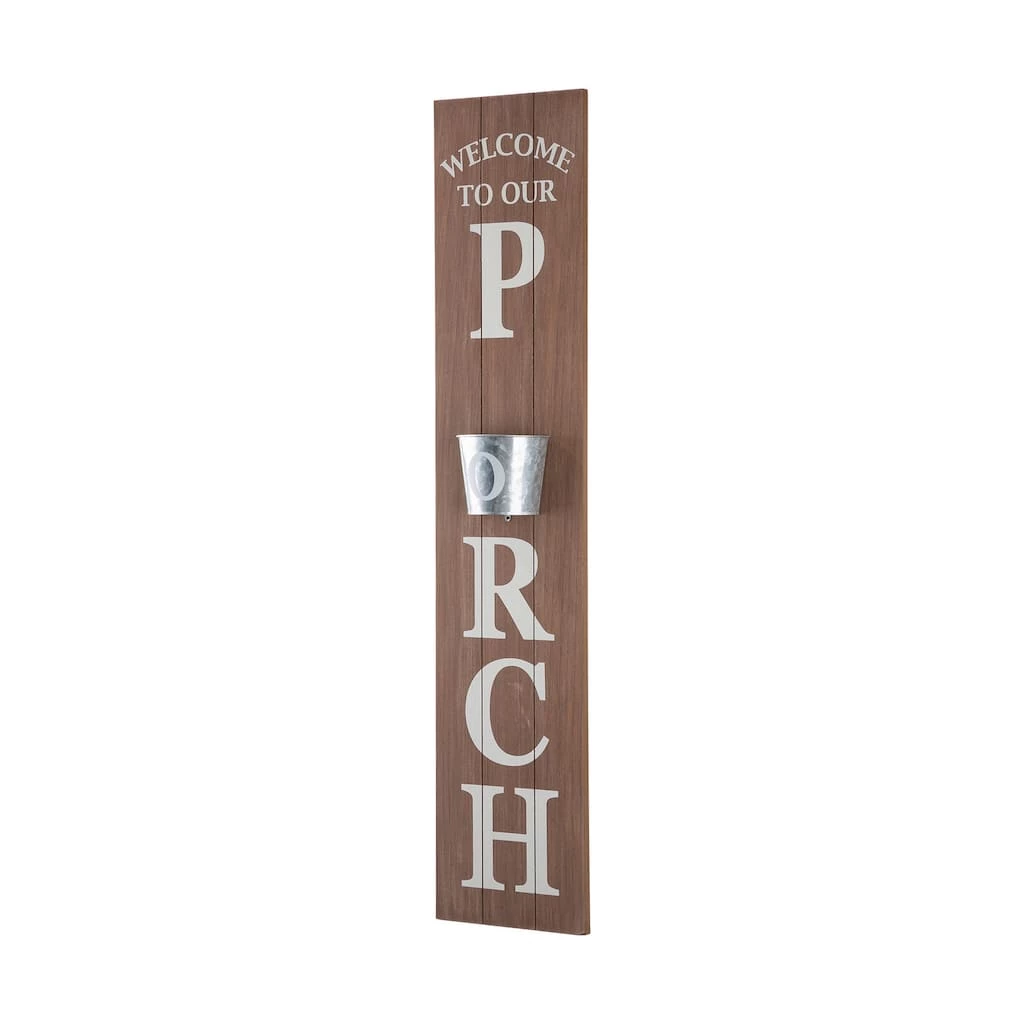 Best deal β Glitzhome® 3.5ft. Wooden Welcome to our Porch Porch Sign with Metal Planter π 7 Best deal β Glitzhome® 3.5ft. Wooden Welcome to our Porch Porch Sign with Metal Planter π - Image 5