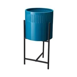 Brand new ⌛ Glitzhome® Blue Modern Glossy Metal Plant Stand, 3ct. 😀 -Glitzhome Sales D303684S 4