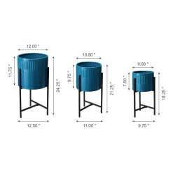 Brand new ⌛ Glitzhome® Blue Modern Glossy Metal Plant Stand, 3ct. 😀 -Glitzhome Sales D303684S 5