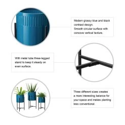 Brand new ⌛ Glitzhome® Blue Modern Glossy Metal Plant Stand, 3ct. 😀 -Glitzhome Sales D303684S 6