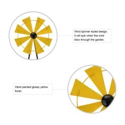 Outlet ✨ Glitzhome® 3.5ft Yellow Metal Wind Spinner Yard Stake 🧨 -Glitzhome Sales D303686S 3