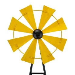 Outlet ✨ Glitzhome® 3.5ft Yellow Metal Wind Spinner Yard Stake 🧨 -Glitzhome Sales D303686S 4