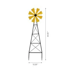 Outlet ✨ Glitzhome® 3.5ft Yellow Metal Wind Spinner Yard Stake 🧨 -Glitzhome Sales D303686S 7