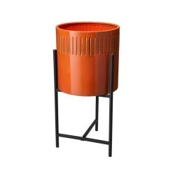 Outlet 🌟 Glitzhome® Orange & Black Modern Washed Metal Plant Stand, 3ct. 😍 -Glitzhome Sales D303688S 4