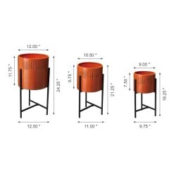 Outlet 🌟 Glitzhome® Orange & Black Modern Washed Metal Plant Stand, 3ct. 😍 -Glitzhome Sales D303688S 5