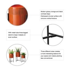 Outlet 🌟 Glitzhome® Orange & Black Modern Washed Metal Plant Stand, 3ct. 😍 -Glitzhome Sales D303688S 6
