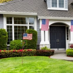 Flash Sale ✨ Glitzhome® 42" Metal American Flag Yard Stake with Solar Lights ✨ -Glitzhome Sales D329933S 3