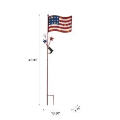 Flash Sale ✨ Glitzhome® 42" Metal American Flag Yard Stake with Solar Lights ✨ -Glitzhome Sales D329933S 8