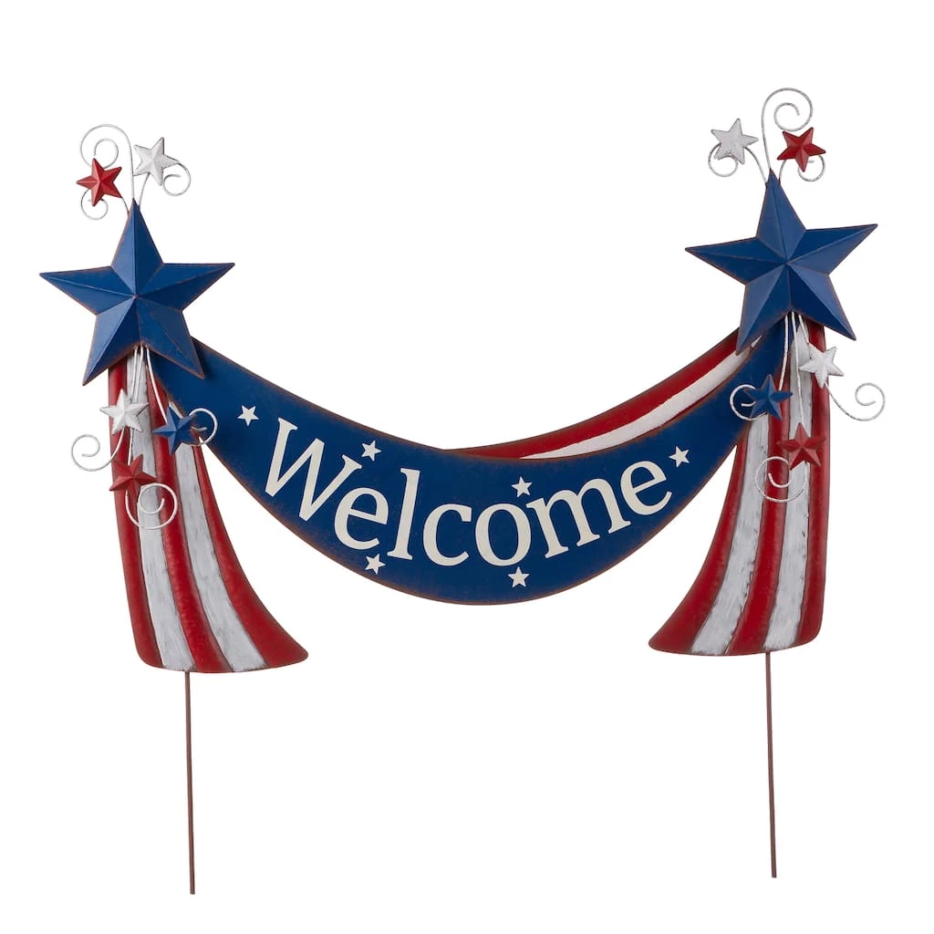 New β Glitzhome® 36" Metal Stars & Stripes Yard Stake π 3 New β Glitzhome® 36" Metal Stars & Stripes Yard Stake π